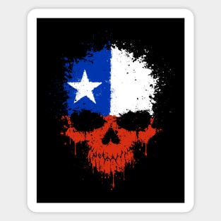 Chaotic Chilean Flag Splatter Skull Sticker